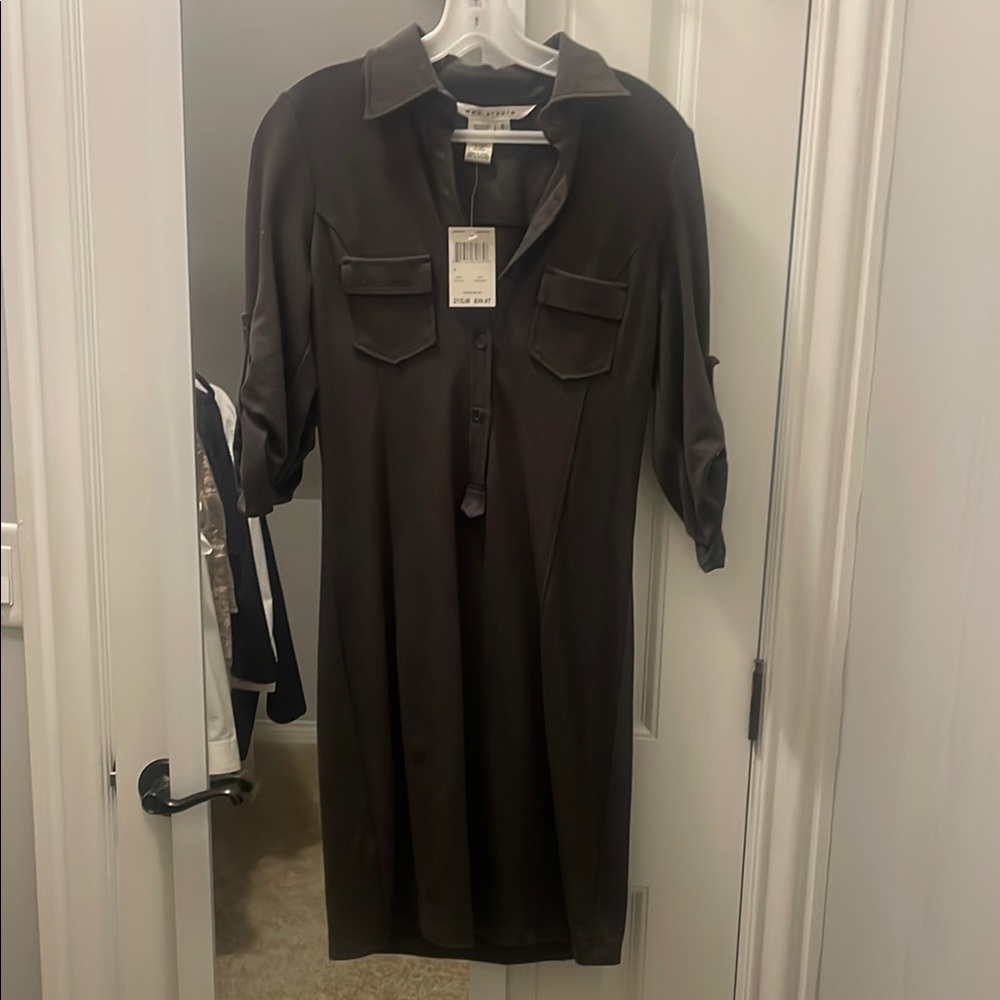 Max Studio Graphite Button-Up dress small NWT